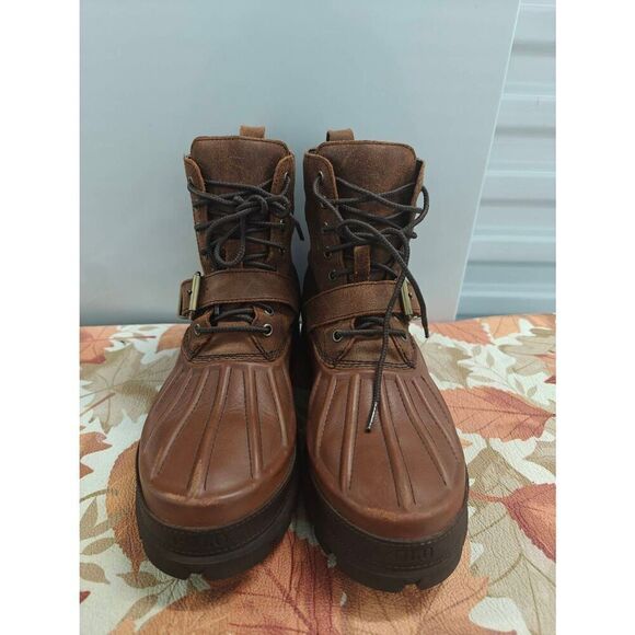Polo Ralph Lauren Men's Boots Oslo High Waterproof Winter Snow Leather Brown - Picture 3 of 9
